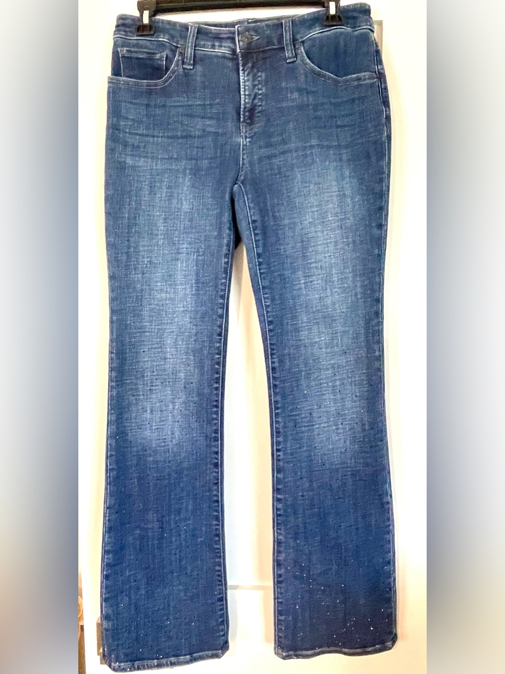 Chico's Dark Wash Flare Jeans with a slight sparkle